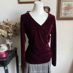 90s Vampy Romantic Soft Girl Velvet‎ Wrap Top